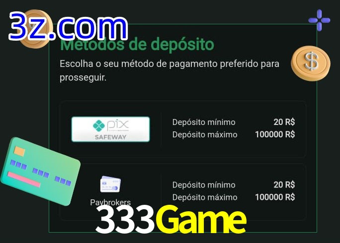 O cassino 333Game oferece uma grande variedade de métodos de pagamento
